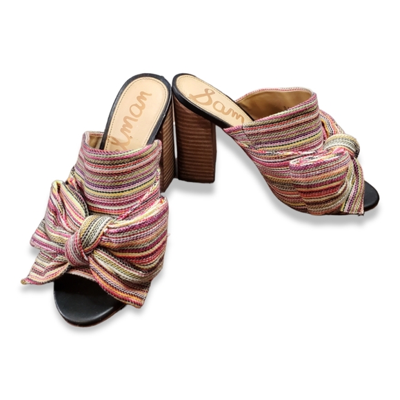 Sam Edelman Shoes - Sam Edelman Women's Yumi Bow Bright Multi Striped Mule Sandals Size 6M,